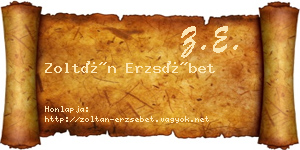 Zoltán Erzsébet névjegykártya