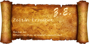 Zoltán Erzsébet névjegykártya